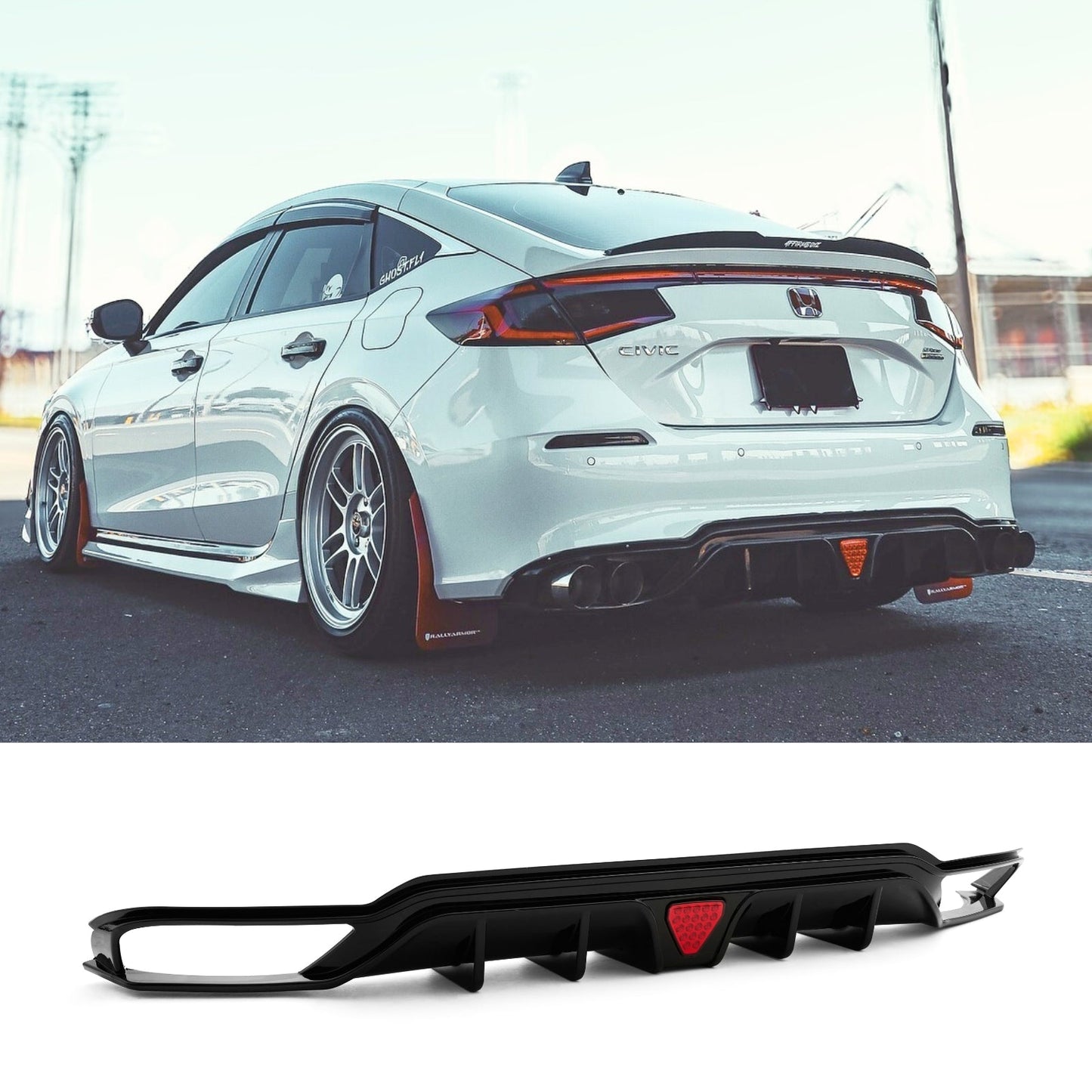 For 2022-26 HONDA CIVIC FL1 5DR Hatchback JDM LED Rear Diffuser Kit