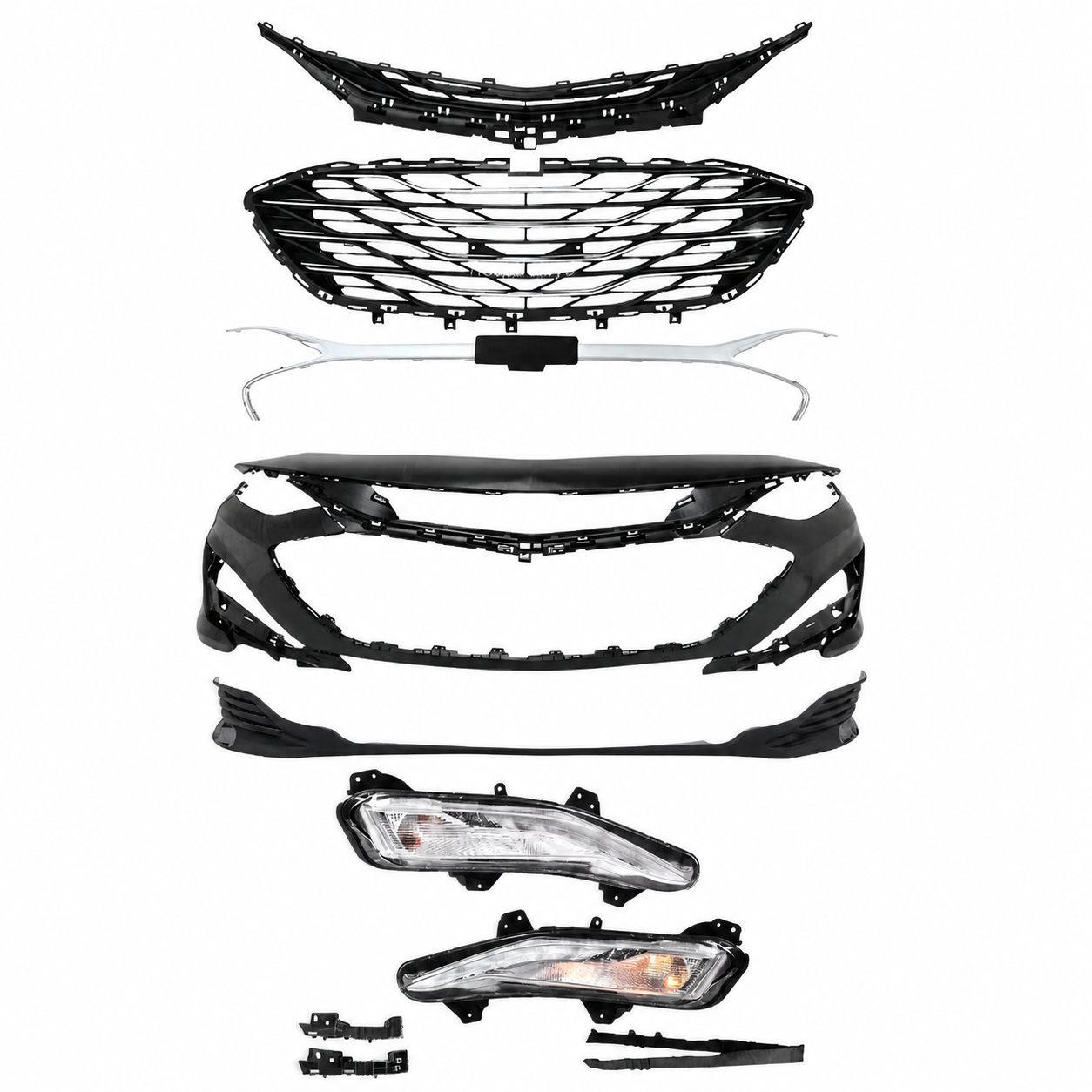 For 2019-2024 Chevy Malibu Front Bumper Cover Grille Fog Light Set
