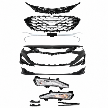 For 2019-2024 Chevy Malibu Front Bumper Cover Grille Fog Light Set