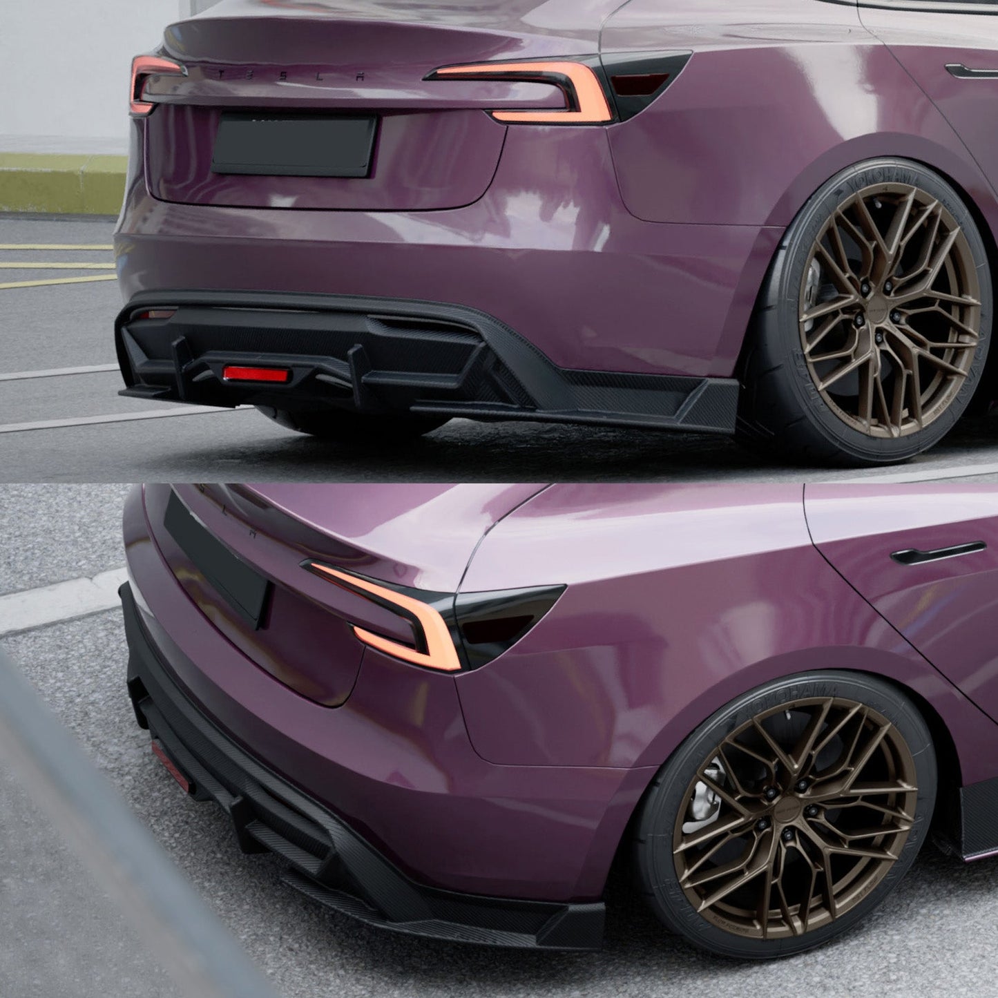 For 2024+ Tesla Model 3 Rear Diffuser