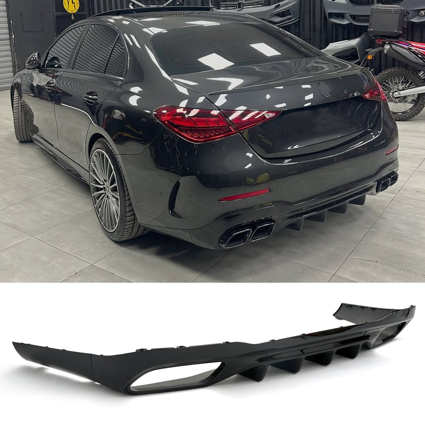 For 2022-2025 C300 C43 AMG W206 C63 Style Rear Diffuser