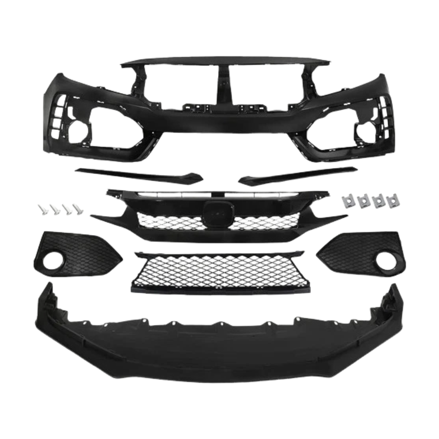 For 2016-2021 Honda Civic Type R Style Front Bumper Cover Set
